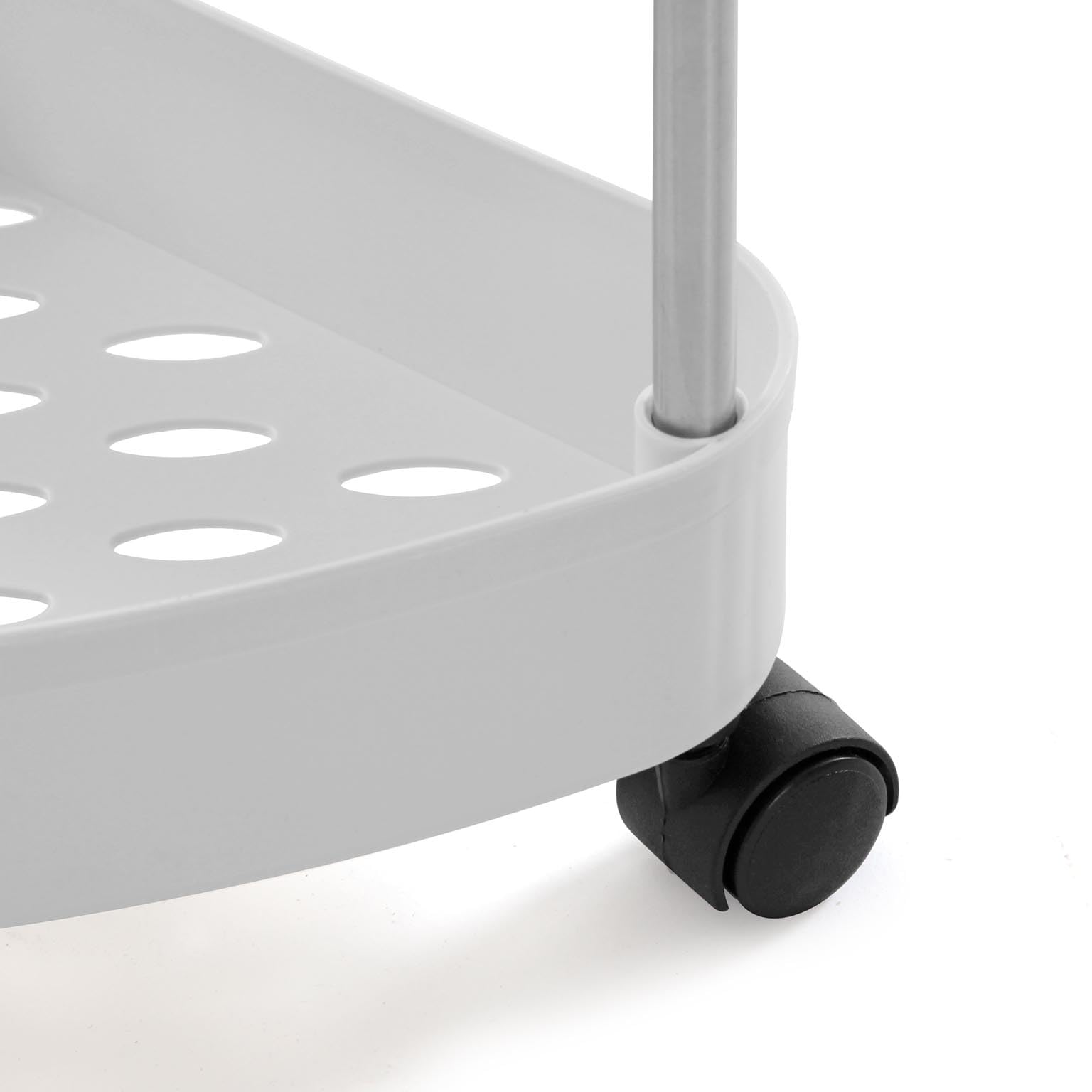 Versa Arnoth Meuble Auxiliaire d'angle pour Salle de Bain, Chariot de Rangement, avec 3 Étagères et roulettes, Dimensions (Hauteur x Longueur x Largeur) 65 x 25 x 32, Plastique, Couleur Blanche