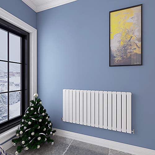 Acezanble∣Horizontal Designer Flat Panel Radiator White 600x1156mm Double Panel Central Heating — image 1