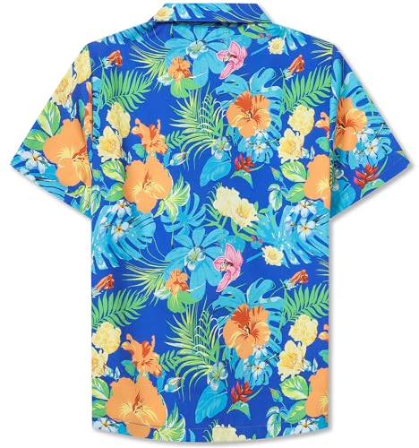 Image of SANGTREE Girls & Women's Hawaiian Shirts Button Down Short Sleeve Floral Tropical Shirt Beach Vacation Blouse Tops