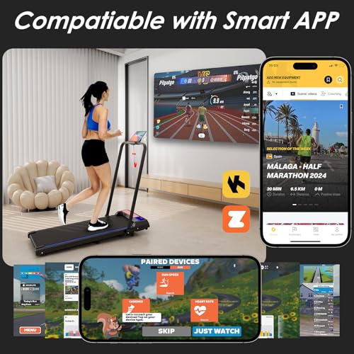 Image of Treadmill Under Desk Walking Pad,2 in 1 Folding Treadmill for Home /Office with Remote Control and APP,LED Display