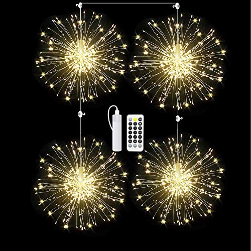 Firework Starburst Light, String Fairy Lights USB Rechargeable Battery with Remote,Waterproof Colorful Lighting Decorative Light for Garden Path Lawn Walkway Patio
