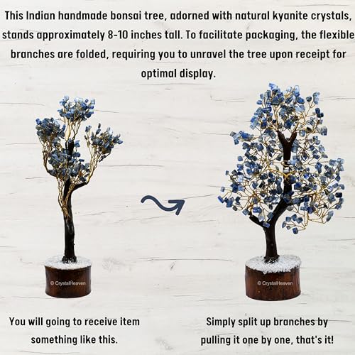 Image of Certified Kyanite Crystal Tree for Good Luck - Healing Crystals Money Tree for Wealth, Positive Energy at Home Office - Decorative Spiritual Gifts for Vastu, House Warming