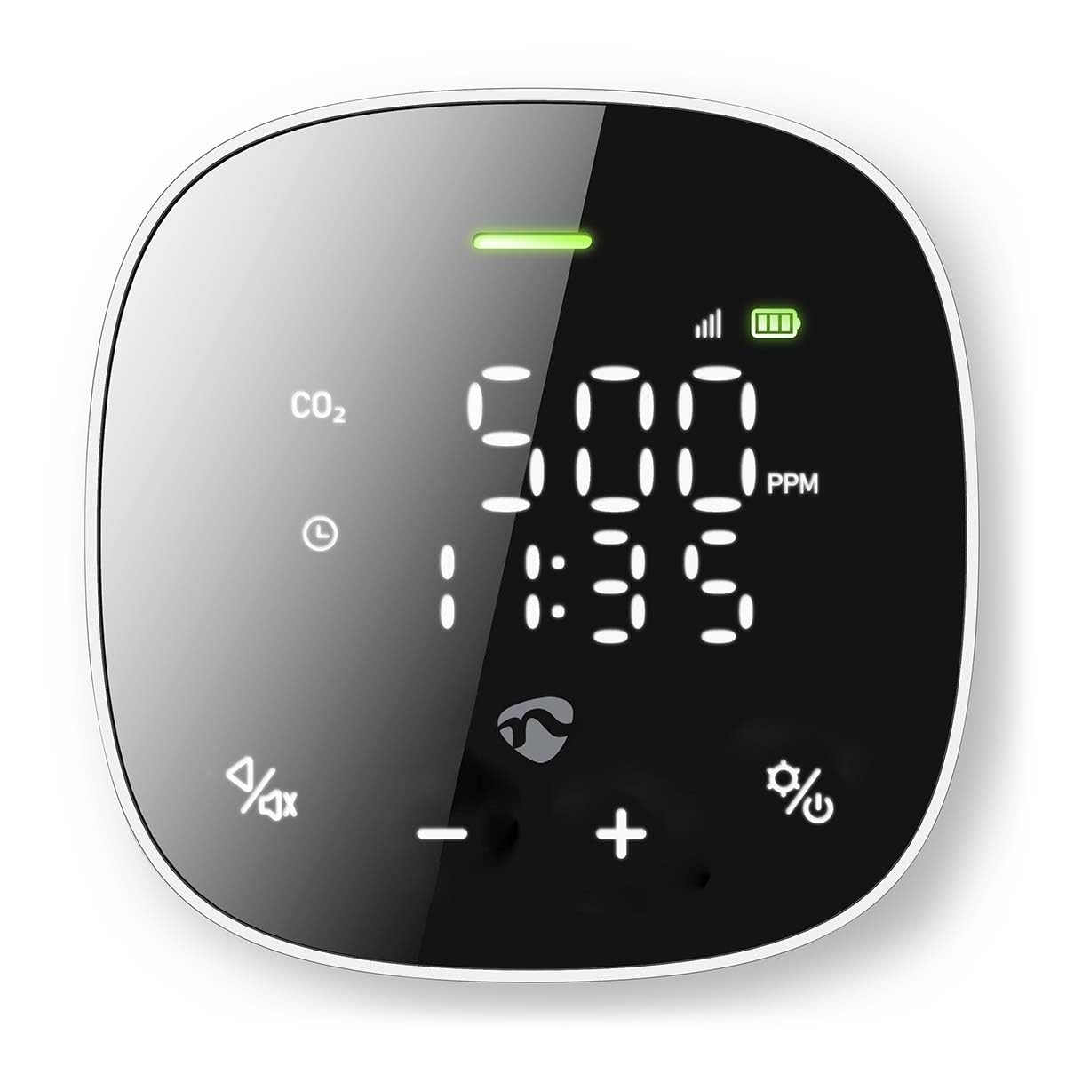 SmartLife Monitor de calidad del aire – Wi-Fi – Incluye pantalla – Dióxido de carbono (CO2) / Humedad/Temperatura – Android/IOS – Negro/Blanco