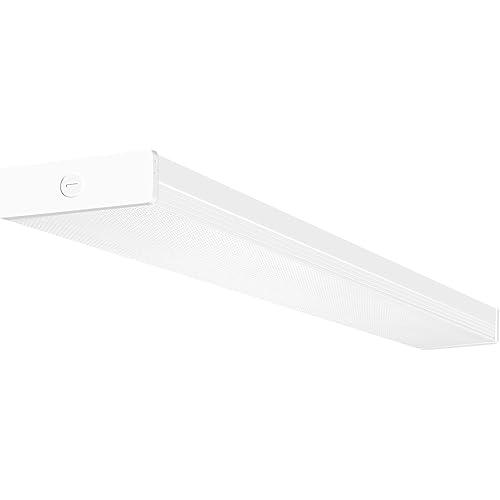 Hykolity 4FT 5.7"W LED Wraparound Light, 40W, 4400lm, 4000K, [2-Lamp 32W Fluorescent Equiv.], Hardwired, 4 Foot LED Wrap Light Flush Mount Office Ceiling Light Fixture for Garage, Office, Kitchen, ETL