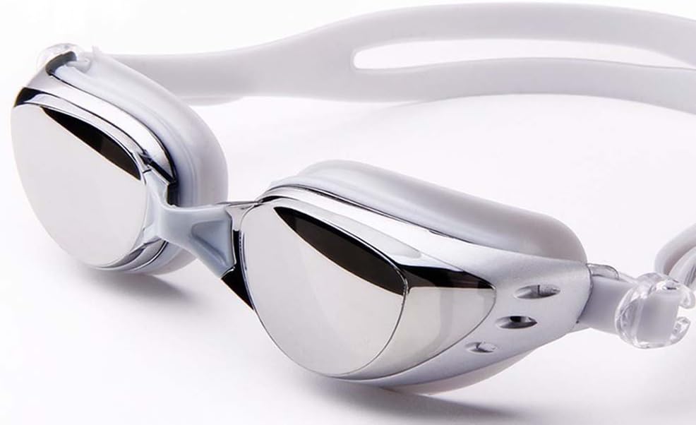Plating Myopia Swimming Goggles Anti-Fog Big Box Waterproof Men and Women/Children(Silver Color Plated)