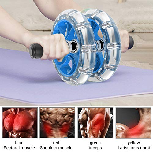 Fitness Roller con Rodamiento para Ejercicio Abdominal, Entrenador de Núcleo de Rueda Doble con Juego de Correa de Tirón, Ruedas ABS Silenciosas y Mangos de Espuma Antideslizantes para Gimnasio en Casa miniatura 5