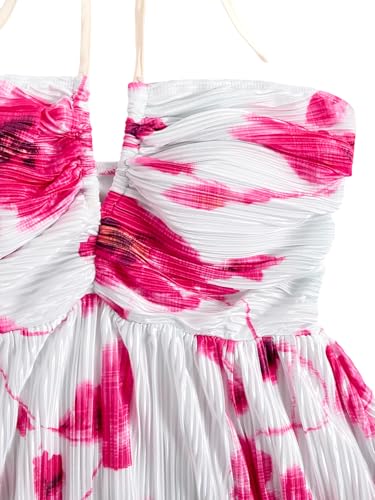 Image of SOLY HUX Women's Tie Dye Cami Dress Halter Backless Sleeveless A Line Short Summer Dresses Sundress