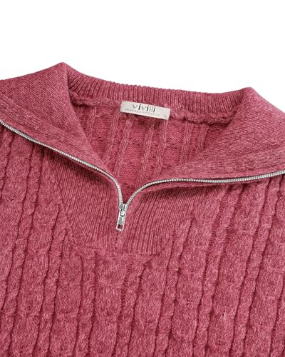 Image of Vivilli Women's Quarter Zip Cable Knit Oversized Sweaters Long Sleeve V Neck Pullover Sweaters 2024 Fall Winter Fashion