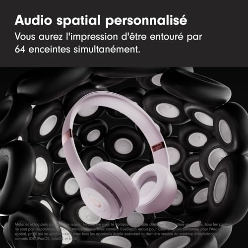 Beats Solo 4 – Casque Supra-auriculaire sans Fil Bluetooth, Apple et Android Compatible, 50 Heures d’autonomie - Rose pâle