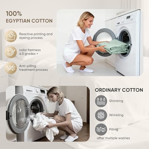 Image of TWK 1200 Thread Count 100% Egyptian Cotton Sheets Bed Set,Thickness,Long-Lasting Durability,Resists Pilling,Deep Pocket Up to 18 inch,with a Laundry Bag (Mineral, King)