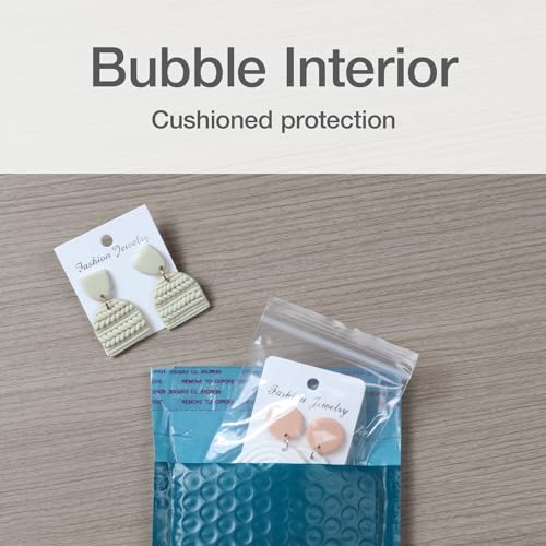 Image of Quality Park Bubble Mailers, 4 x 8 Shipping Envelopes, Self-Seal, Small Blue Padded Envelopes, Redi-Strip Peel Off Closure, 50 Per Box (QUA85909)
