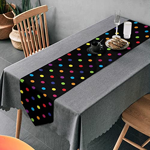 13 X 90 Inch Table Runner Christmas Colorful Polka Dot Black Polyester Blend Table Runners #TOP2