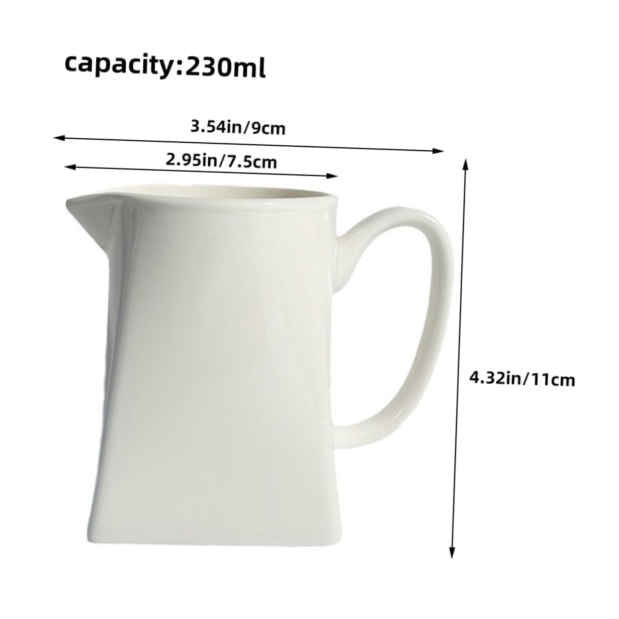 GRIRIW Mini Ceramic Milk Pitcher 230ml White Tip Coffee Milk Jug for Espresso Te