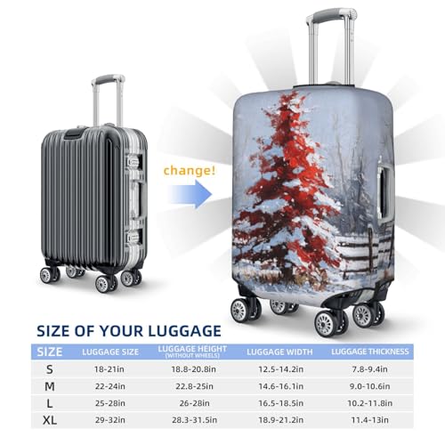 Red Christmas Tree In The Snow Elastic Travel Luggage Covers Dustproof Scratch-Resistant Suitcase Protector Fit 22-24 Inch4