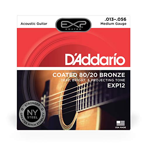 D’Addario EXP12 Cordes en bronze pour guitare acoustique avec revêtement 80/20 Moyen 13-56 - Les Beatles, Paul McCartney, John Lennon, RIngo Starr, George Harrison D'Addario EXP12 Cordes en bronze pour guitare acoustique avec revêtement 80/20 Moyen 13-56 – Image 3