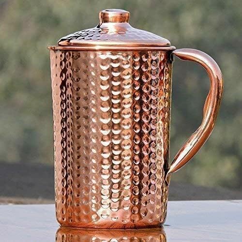 TreegoArtCopper Water Jug Joint-Less Leak- Proof Hammered Design 1500 ML- (Pack of 1)