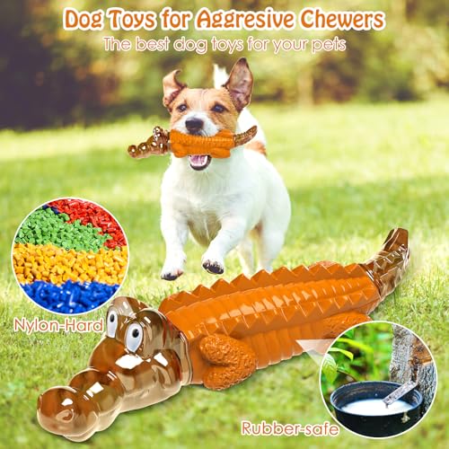 Image of Jeefome Dog Toy for Aggressive Chewers - Dog Chew Toy for Small&Medium & Large Dogs, Tough Dog Toy for Boredom & Anxiety Relief(Orange)
