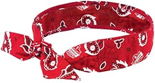 Ergodyne Chill Its 6700 Cooling Bandana, Red Western, Evaporative Polymer Crystals For Cooling Relief, Tie For Adjustable Fit