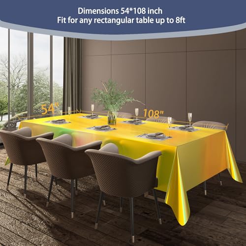 Image of 4 Pack Plastic Tablecloths Disposable Tablet Cover Gold 54 x 108 in | Foil Glitter Table Cloth for Rectangle Tables Indoor / Outdoor Party Decorations Birthday Princess Bridal Wedding Christmas