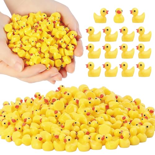 YsesoAi 100Pcs Mini Resin Ducks, Tiny Ducks Figurines Bulk for Miniature Dollhouse Decor Accessories Garden Aquarium Potted DIY Ornament Party Toys