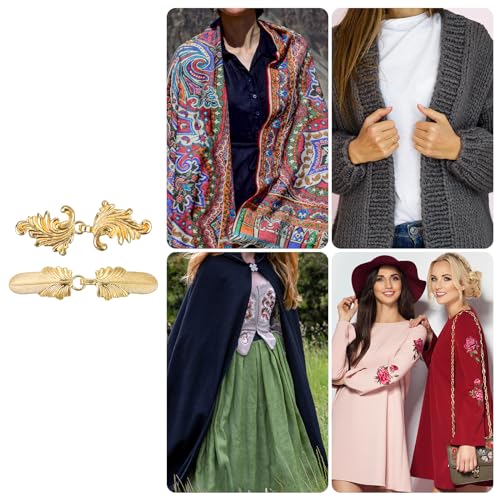 Image of uxcell Vintage Sweater Clips, Cape Cloak Clasp Retro Cardigan Clips Shawl Collar Clasp Dress Shirt Brooch Clip