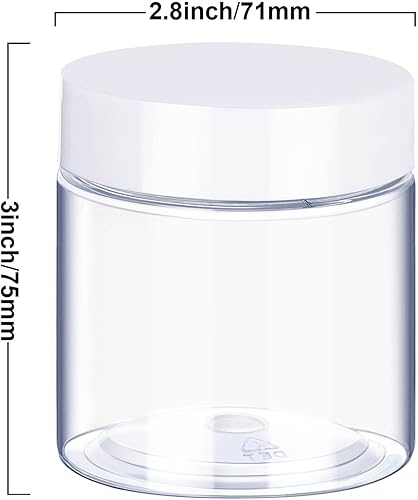 Vista 160 de 6 Pack 6oz Plastic Jars Containers with Lids Wide-mouth Refillable Leakproof Reusable Round Empty Jars for Travel Cosmetic Dry Food Spice Candy Clear