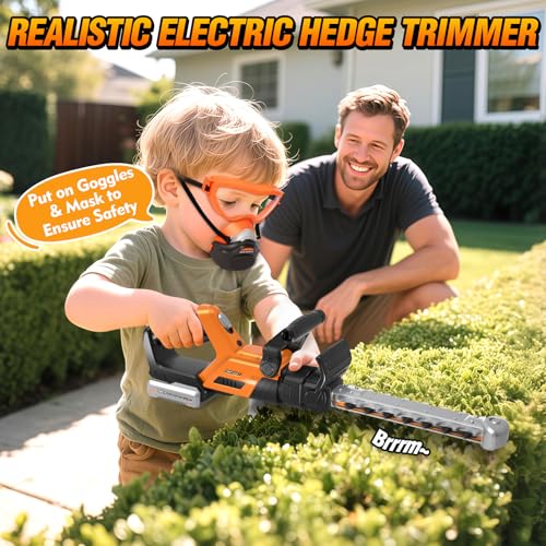 image for Hodurgyi 3-IN-1 Kids Garden Tools with Lights and Sounds, Weed Wacker 