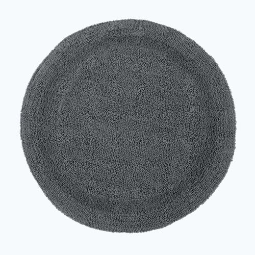Homescapes Runde Badematte grau, Premium Badvorleger 80 cm, Badteppich...