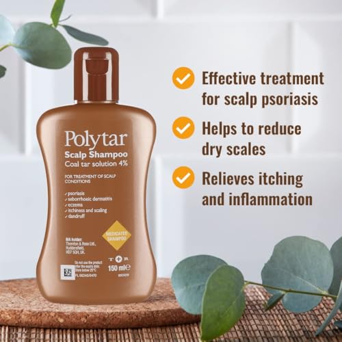 Polytar Scalp Shampoo , Polytar shampoo, Psoriasis shampoo, Treats Psoriasis, Seborrhoeic Dermatitis, Eczema, and Dandruff, Soothes Itchy, Scaly Scalps, Contains Coal Tar, 150ml ( Pack of 1) - Image 4