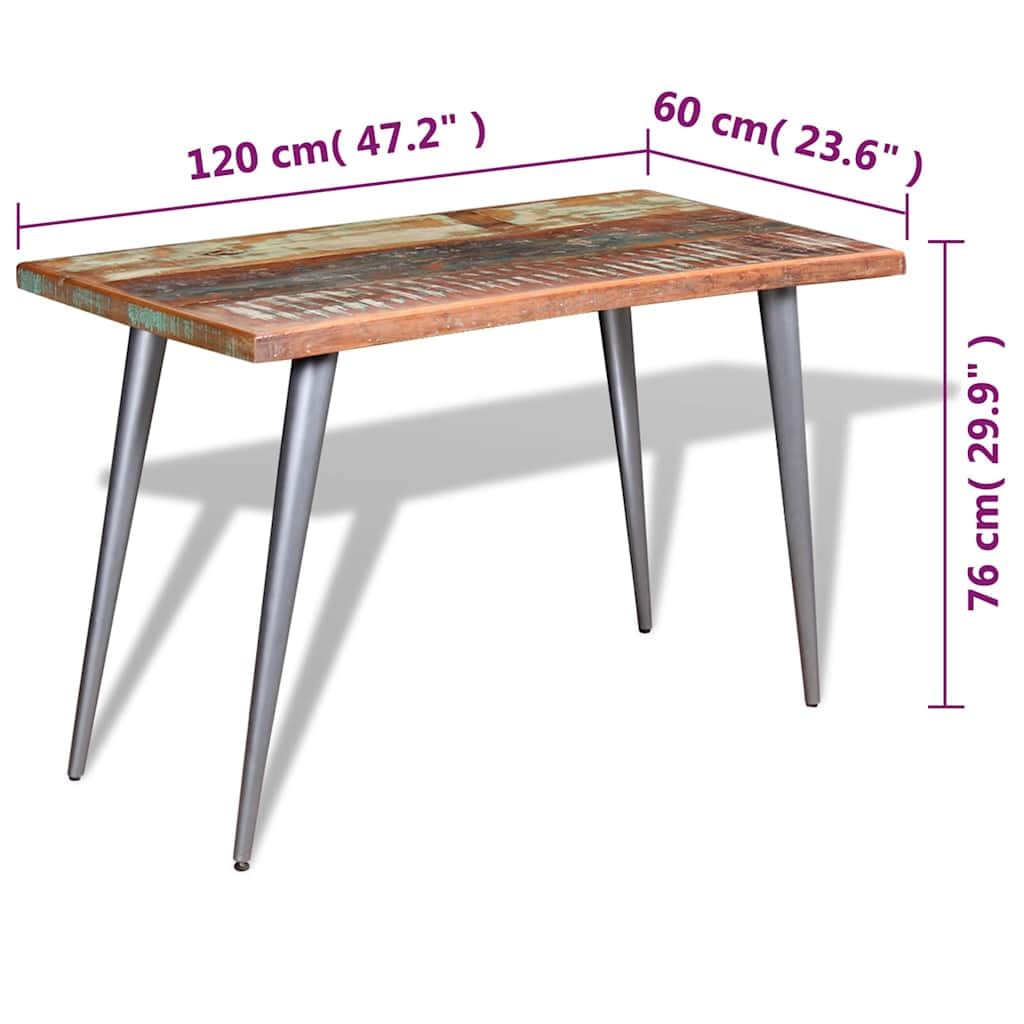 Tavolo da pranzo in legno anticato massiccio vintage, 120 x 60 x