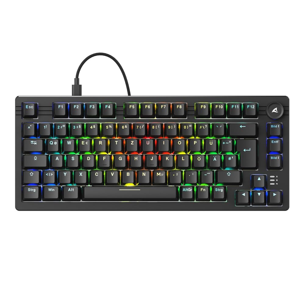 Sharkoon Skiller SGK25 RGB, Gaming Tastatur, 75% Layout, Hot Swap, Huano RED geschmierte Schalter, schwarz