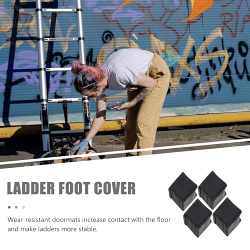 Operitacx Leiterfüße Gummi Rutschfeste Leiterkappen Schwarz Leiter Stopper Antirutsch 4 Stücke Schutzkappen Ersatz für Klappleiter Heimarbeiter Baustelle Teleskopleitern Technische Leitern