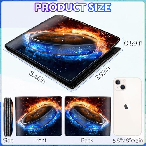 Image of Boys Wallet for Kids, Cool Kids Wallet for Boys Ages 8-10 9-12 11-15, Funny Ice Hockey Leather Bifold Rfid Blocking, Coin Pocket Id Window for Teen Men Youth Guys Birthday Christmas Gifts