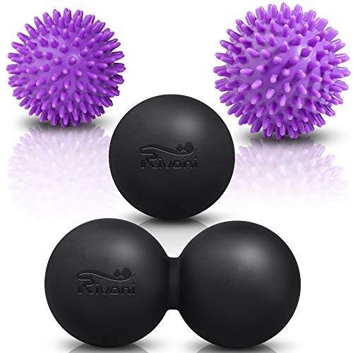 RIVONI Premium Massage Ball Set - Lacrosse Ball, Peanut Double Lacrosse Ball, Firm