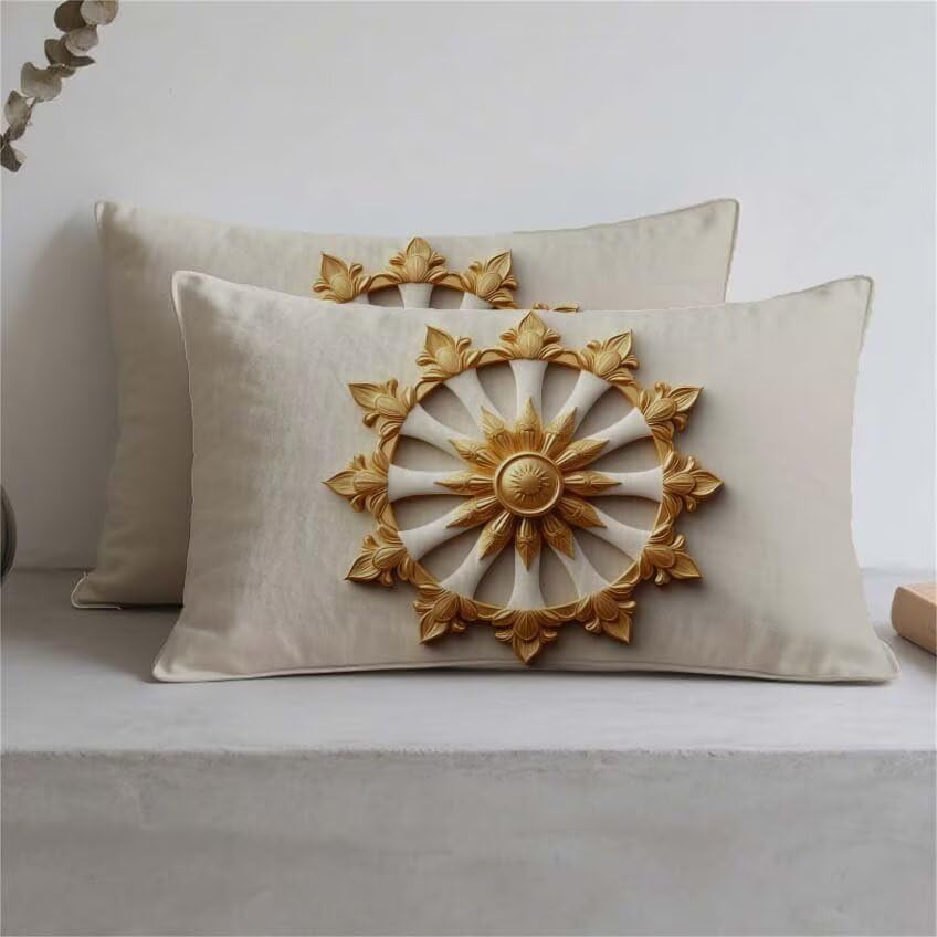 Taie oreiller imperméable double face 60x90cm housse de coussin doré bohémie - 3