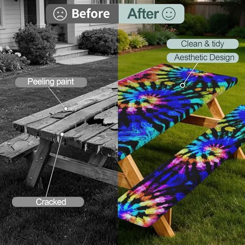 Funda de mesa con estampado de teñido anudado para picnic 3