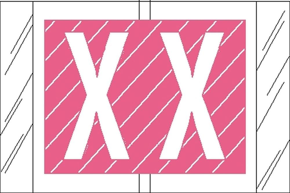 Tabbies Etichette originali COL'R'TAB serie 12000, rosa, "X", 2,5 cm di altezza x 3,8 cm di larghezza, resistenti e resistenti allo sbiadimento, prodotte negli Stati Uniti, 500 etichette/rotolo