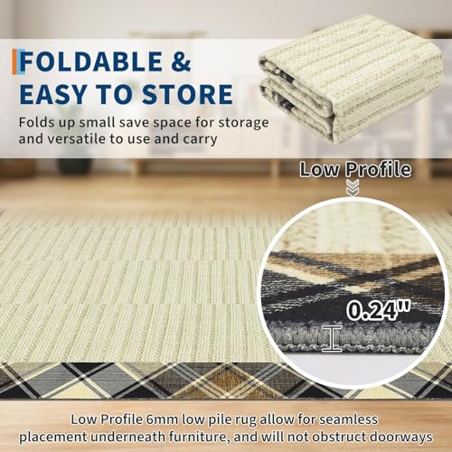 Tapete beige Garvee lavable moderno 9x12 rectangular miniatura 7