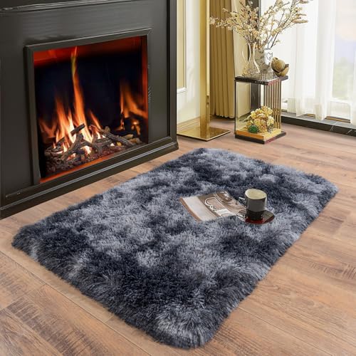 Tapis pelucheux à poils longs épais et soyeux pour salon