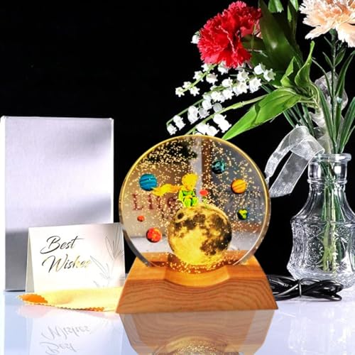 Image of One94Store 3D Acrylic LED Night Light - Warm White & Moon and Stars Design with Durable Plastic Base, Decorative Table Lamp for Bedroom, Living Room, Kids Room, Study & Home Decor Gifting