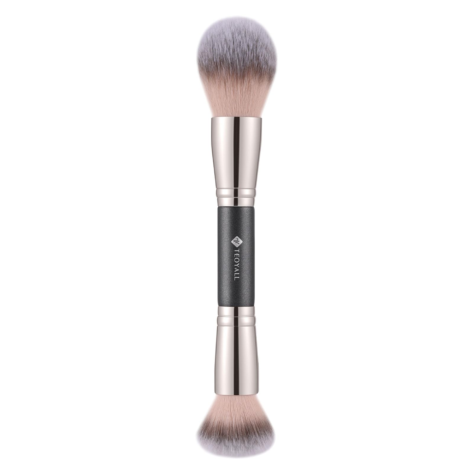 Photo 1 of TEOYALL Dual-Ended Setting Powder Brush, Plush Fluffy Synthetic Bristles for Loose Bronzer Contour