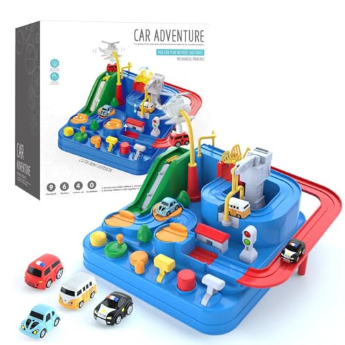 Image of Multi-Level Car Track Adventure Toy Set for Kids with 4 Cars | Interactive Push & Go Activity Board | Educational Toy for Boys & Girls