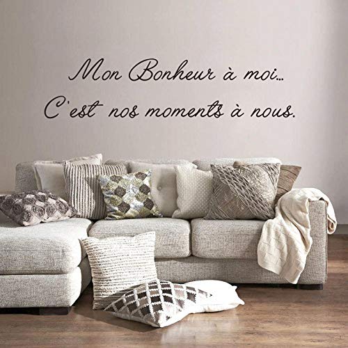 KDSMFA Mon Bonheur A Moi Stickers Muraux Citation Française Décor À La Maison Stickers Muraux Salon Chambre Décoration Vinyle Mur Art Peintures Murales Affiche 42x60cm