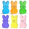 Easter Peeps Decorations 6 Pcs Glitter Easter Decor for Home Wood Table Decorations Tiered Tray Decor Spring Signs for Desk Shelf Mantel Office Indoor Basket Gifts