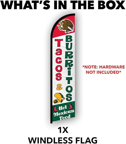 Miniatura 4 de Infinity Republic - Bandera de manga completa sin viento de tacos y burritos, perfecta para restaurantes, restaurantes, camiones de tacos, mercados,