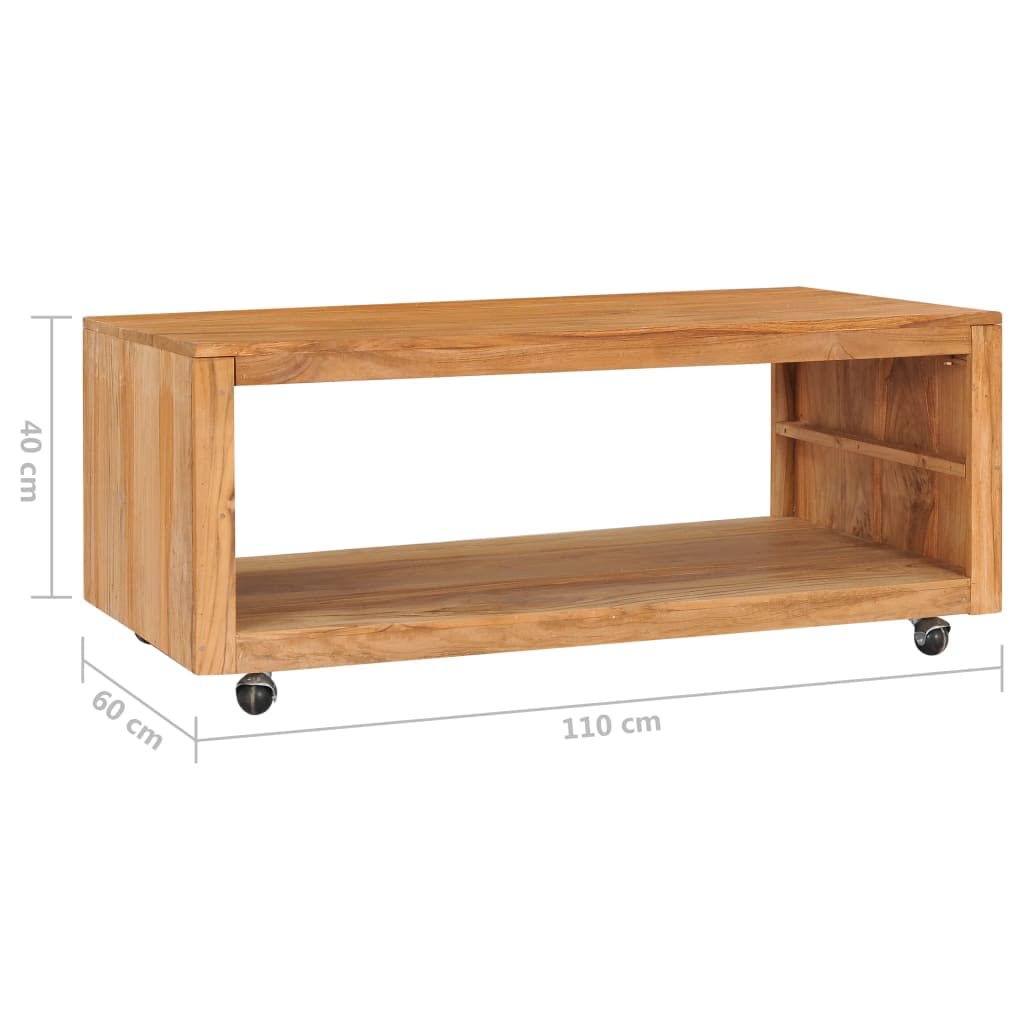 SKM Couchtisch 110x60x40 cm Massivholz Teak,24,6 KG,288895,Color: Braun