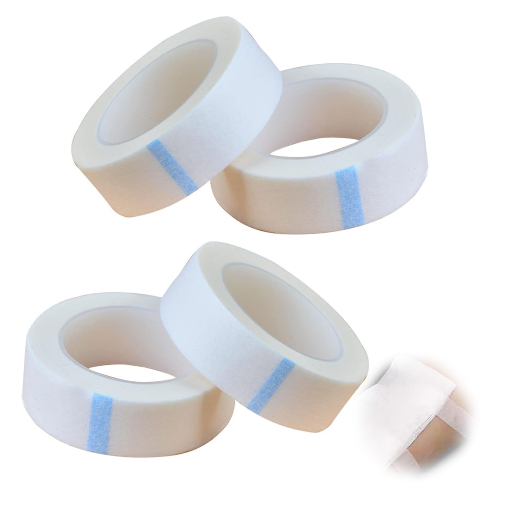 4Rolls Micropore Tape Breathable Self-adhesive Surgical Flexible Waterproof Micro Strips Medical Tape for Sensitive Skin,Bandage Dressings and Mouth Nose Earrings Face First Aid Steri Kit 2.5cm x 9.1m