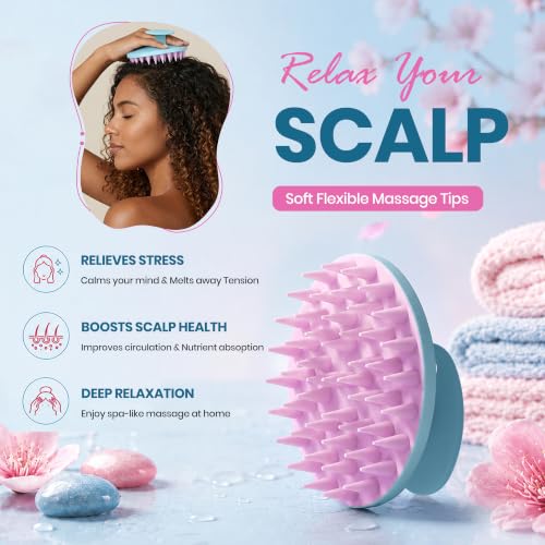 Image of KROYWEN Ultra Soft Primum Body&Back Exfoliation Combo Kit, Long Handle Back Brush; Face Scrubber Primum Brush; Soft Big Body Scrubber Brush; Royal Scalp Massager for Hair And Beard Buffer Spazzola; Strong Adhesive Hook-4pic |BPA-Free| for Men and Women.