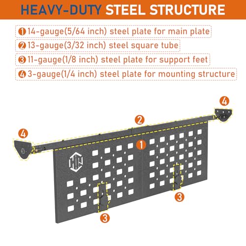Image of Hooke Road Tacoma Truck Bed Divider for 2005-2023 Toyota Tacoma 2nd 3rd Gen, Solid Steel MOLLE Panel, Truck Back Cargo Storage Manager