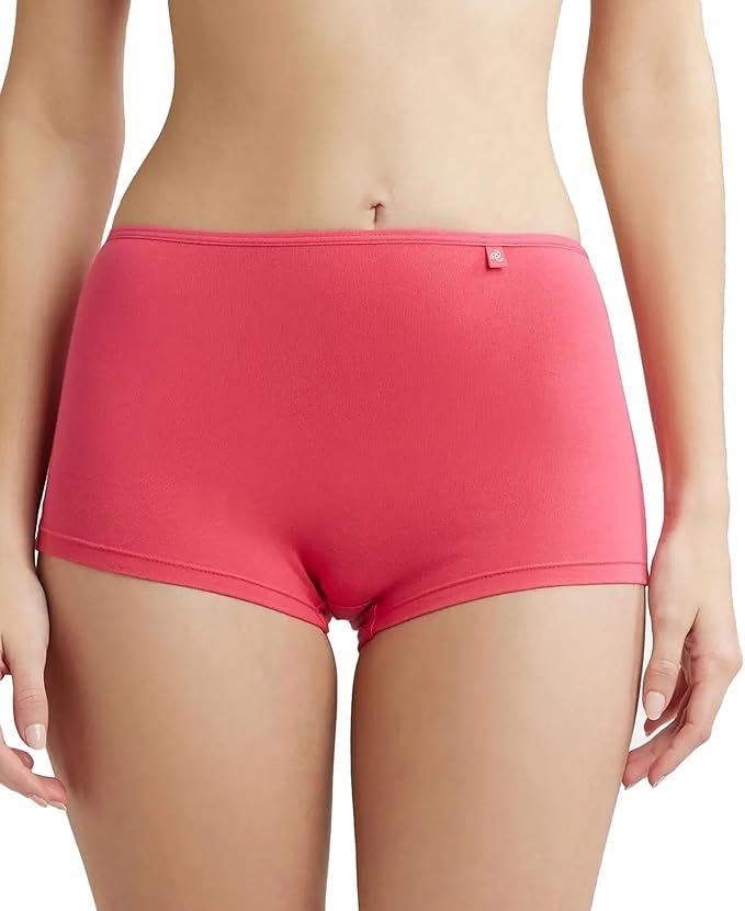 women’s high coverage cotton stretch boy shorts | super combed cotton elastane mid waist underwear with concealed waistband & stay fresh